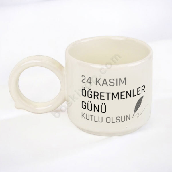 Öğretmenim İçin Yuvarlak Kulplu Kişiye Özel Fincan Kupa online tasarla