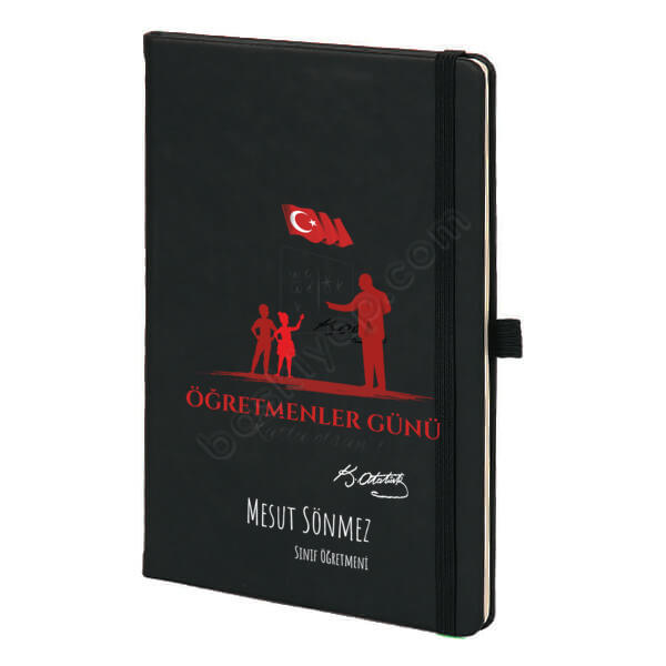 Öğretmenler Günü Baskılı Defter – Tarihsiz Siyah Ajanda / Defter tasarımı