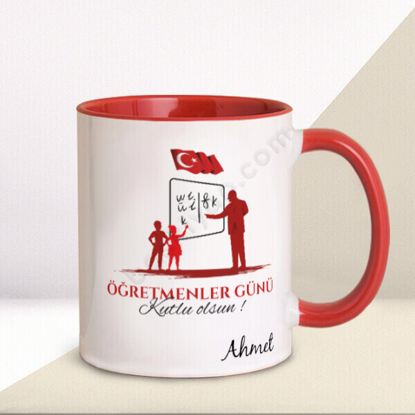 Öğretmenler Günü Hediye Kupa2 – Kişiye Özel Baskılı Kupa - Kırmızı tasarımı