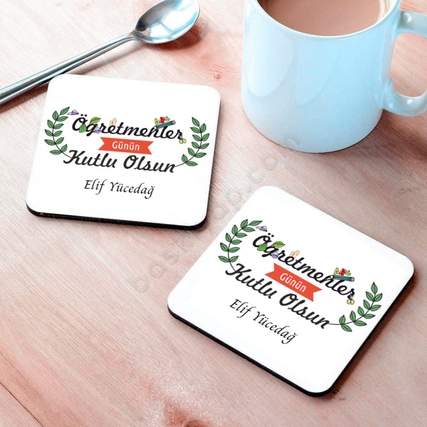 Öğretmenler Günü Hediye Metal Bardak Altlığı online tasarla