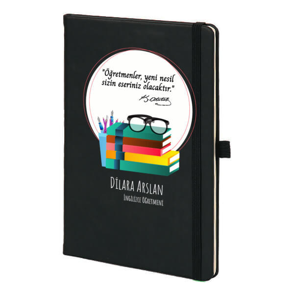 Öğretmenler Günü Öğretmene Özel Defter – Tarihsiz Siyah Ajanda / Defter tasarımı