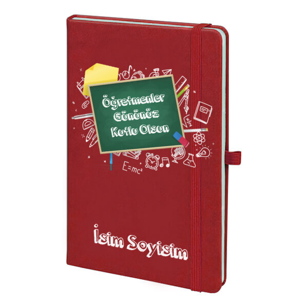 Öğretmenler Günü Tasarım Kırmızı Ajanda – Tarihsiz Kırmızı Ajanda / Defter 13X21Cm tasarımı