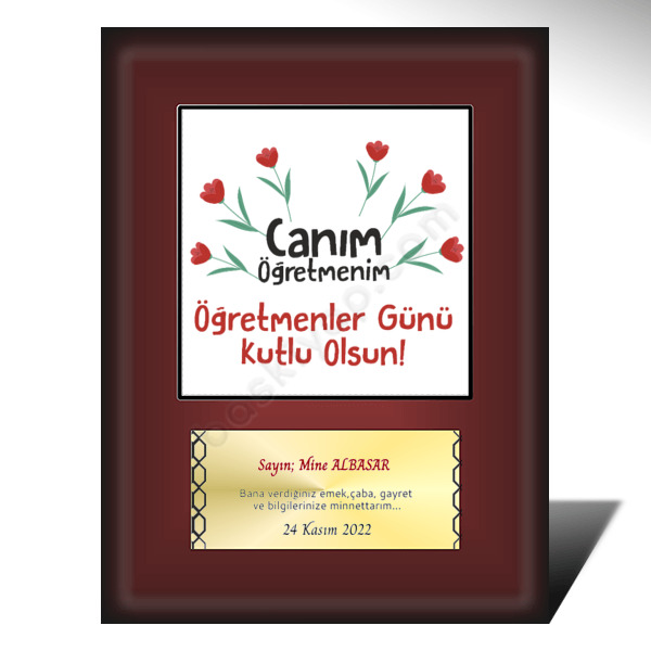 Öğretmenler Gününe Özel Ahşap Plaket online tasarla