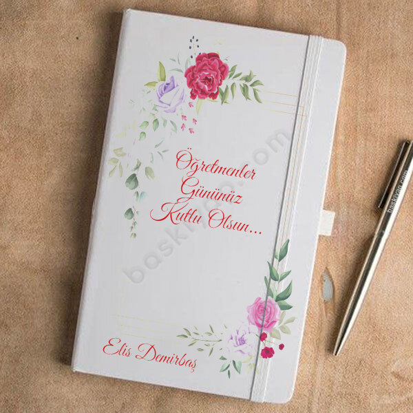 Öğretmenler Gününe Özel Çiçek Çerçeveli Not Defteri online tasarla