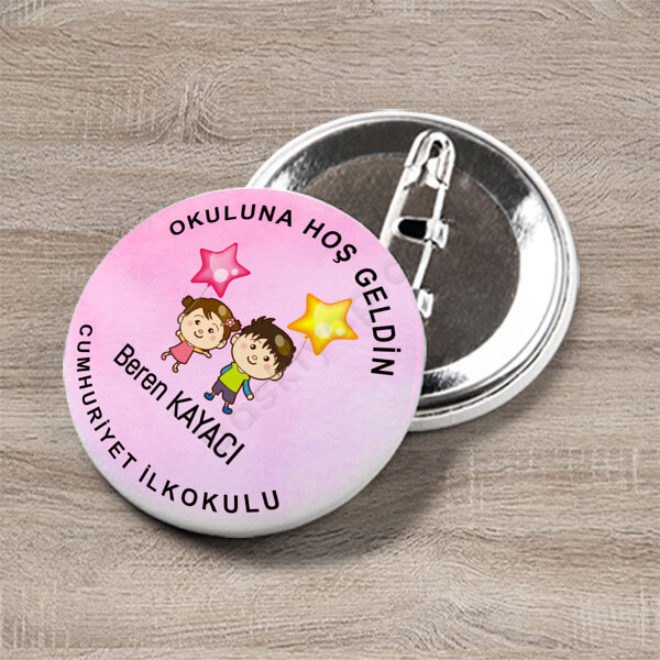 Okula Hoş Geldin Kız Öğrenci Rozeti 2 online tasarla