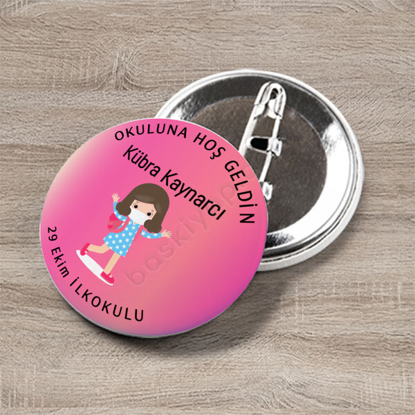 Okuluna Hoşgeldin Kız Öğrenci Rozet online tasarla