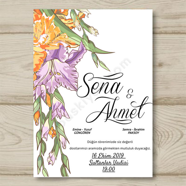 Orkide Tasarımlı Davetiye 10X15 online tasarla