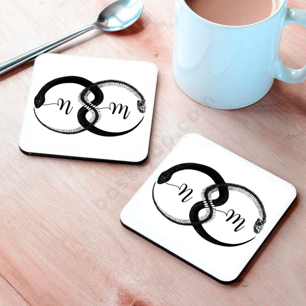 Ouroboros Tasarımlı Sevgili Bardak Altlığı online tasarla