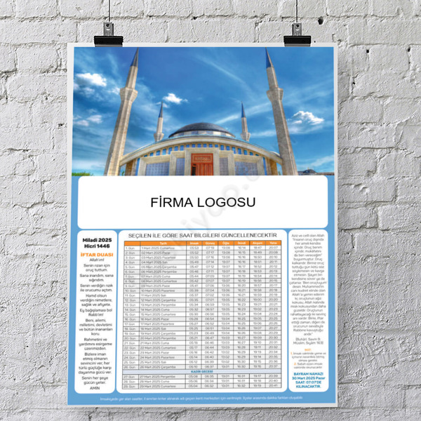 Özel Tasarımlı 2025 İmsakiye Model 11 online tasarla