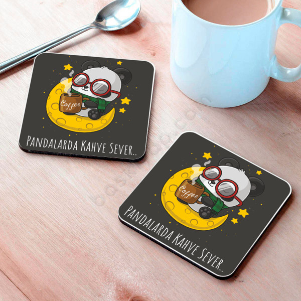 Panda Tasarımlı Bardak Altlığı online tasarla