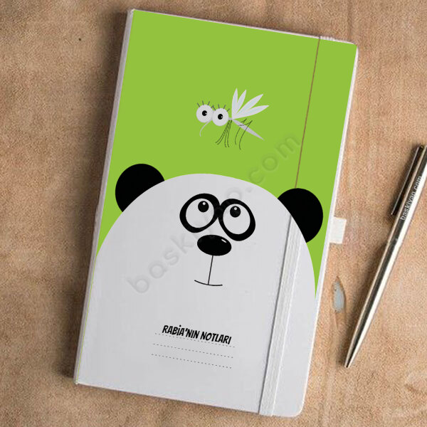 Panda Tasarımlı Beyaz Ajanda online tasarla