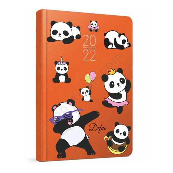 Panda Tasarımlı Turuncu Gıpta 2022 Ajanda online tasarla