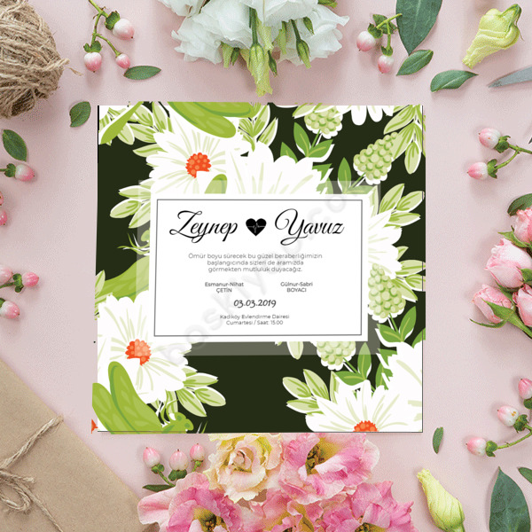 Papatya Tasarım Baskılı Davetiye online tasarla