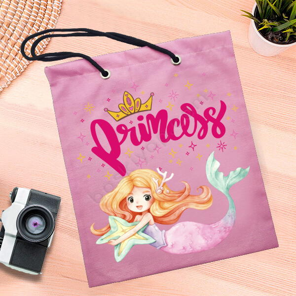 Prenses Tasarımlı Pembe Bez Çanta online tasarla