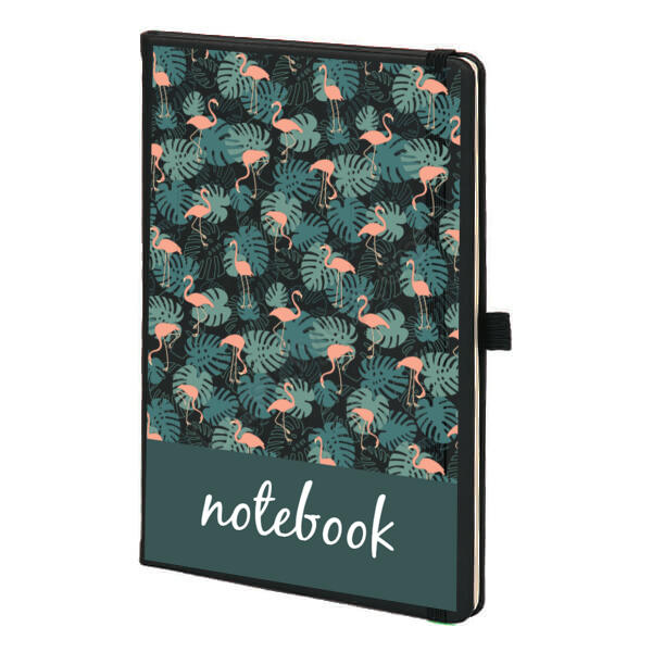 Pembe Flamingo Tasarım Siyah Ajanda – Tarihsiz Siyah Ajanda / Defter tasarımı