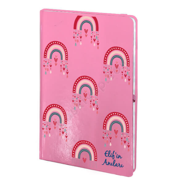 Pembe Gökkuşağı Tasarım Pembe Ajanda – Tarihsiz Pembe Ajanda / Defter tasarımı