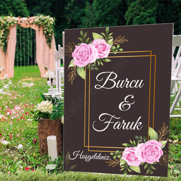 Pembe Gold Ayaklı Pano online tasarla