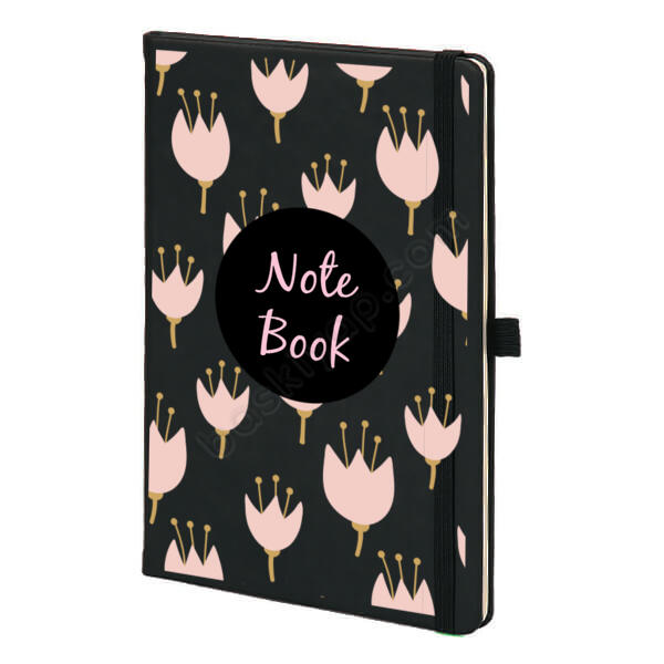 Pembe Lale Siyah Ajanda – Tarihsiz Siyah Ajanda / Defter tasarımı