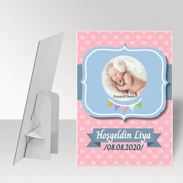 Pembe Mavi Baby Shower Ayaklı Pano online tasarla