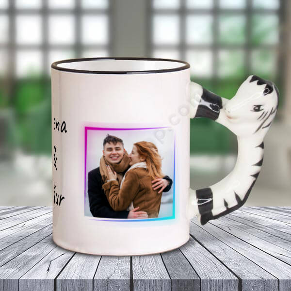 Pembe - Mavi Tasarımlı  At Kulplu Kupa online tasarla