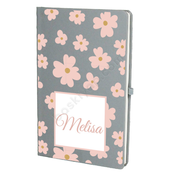 Pembe Papatya Model Gri Ajanda – Tarihsiz Çizgili Gri Ajanda/Defter 13X21Cm tasarımı