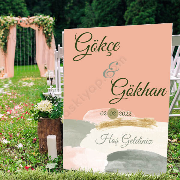 Pembe Tasarım Ayaklı Pano online tasarla