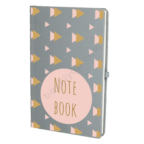 Pembe Üçgen Desenli Gri Ajanda – Tarihsiz Çizgili Gri Ajanda/Defter 13X21Cm tasarımı