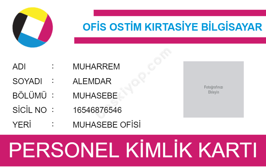 Personel Kimlik Kartı online tasarla