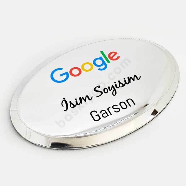 Personel Metal Yaka İsimliği Gümüş Oval online tasarla