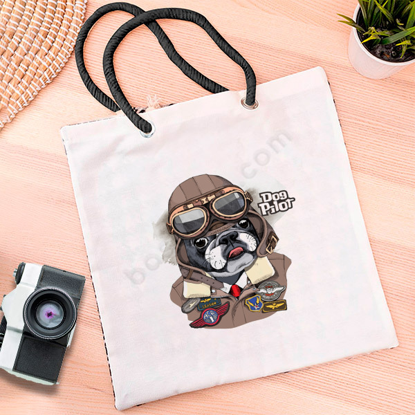 Pilot Dog Baskılı Bez Çanta online tasarla
