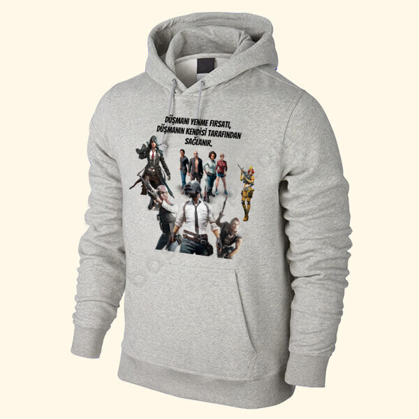 Pubg Karakter Tasarımlı Gri Sweatshirt online tasarla