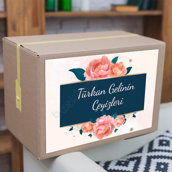 Pudra Çiçekli Çeyiz Etiketi online tasarla