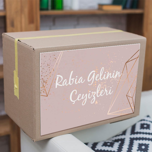 Pudra Pembesi Şık Çeyiz Etiketi online tasarla