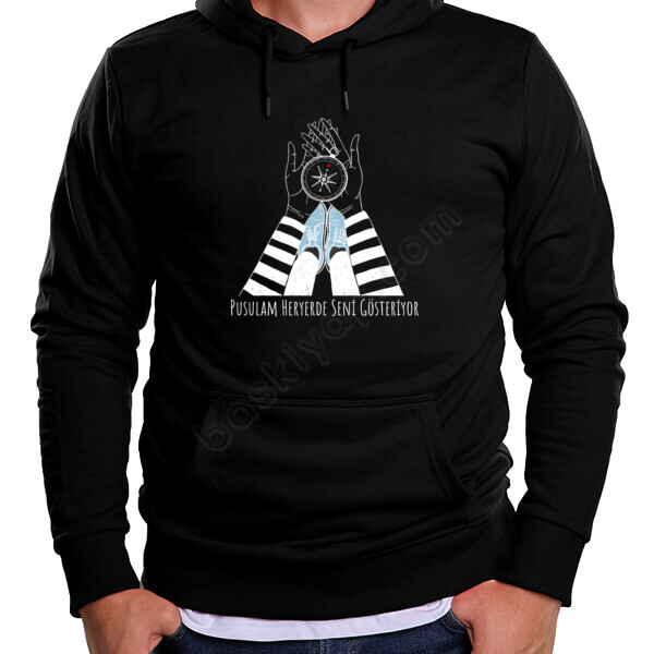 Pusulam Heryerde Seni Gösteriyor Baskılı Hoodie online tasarla