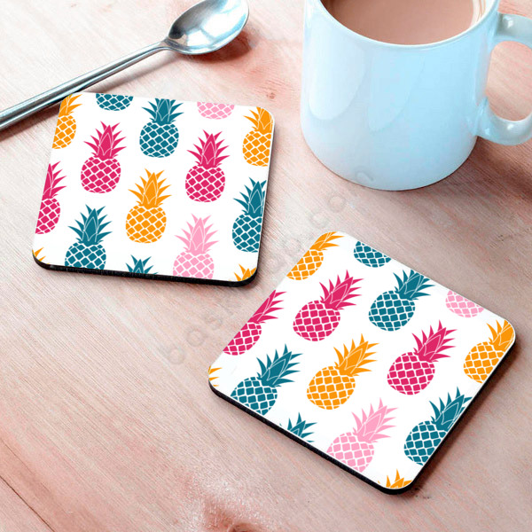 Renkli Ananas Tasarım Bardak Altlığı online tasarla