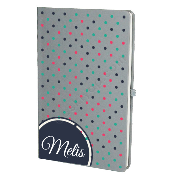 Renkli Benekli Tasarım Gri Ajanda – Tarihsiz Çizgili Gri Ajanda/Defter 13X21Cm tasarımı
