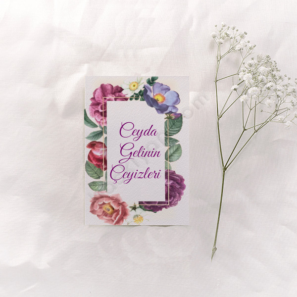 Renkli Çiçekli Bohça Kartı online tasarla