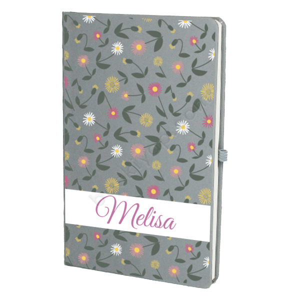 Renkli Çiçekli Gri Ajanda – Tarihsiz Çizgili Gri Ajanda/Defter 13X21Cm tasarımı