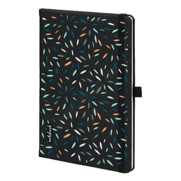 Renkli Çizgi Desenli Siyah Ajanda – Tarihsiz Siyah Ajanda / Defter tasarımı