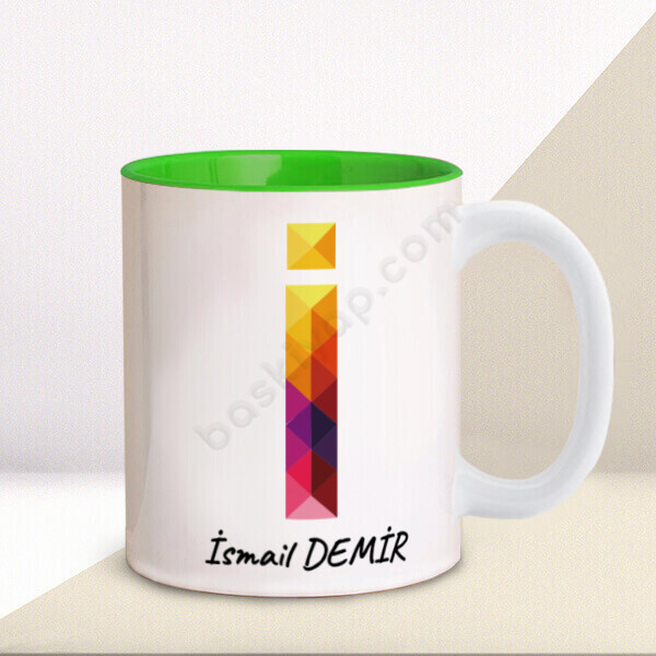 Renkli İ Harfi Tasarım Baskılı Kupa online tasarla