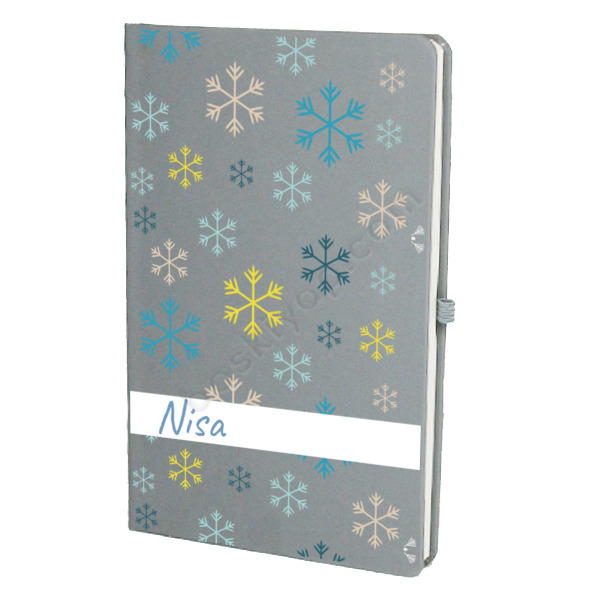 Renkli Kar Tasarımlı Gri Ajanda – Tarihsiz Çizgili Gri Ajanda/Defter 13X21Cm tasarımı