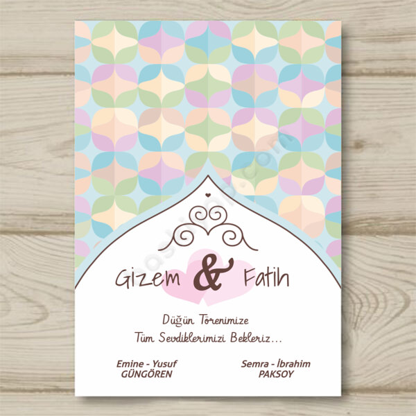 Renkli Tasarım Düğün Davetiyesi online tasarla