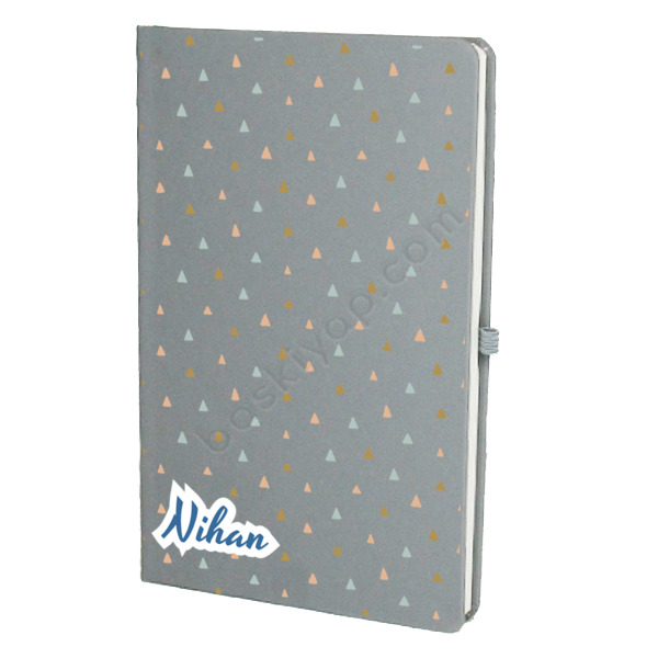 Renkli Üçgen Tasarımlı Gri Ajanda – Tarihsiz Çizgili Gri Ajanda/Defter 13X21Cm tasarımı