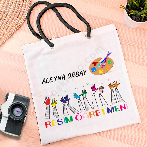 Resim Öğretmeni Baskılı Bez Çanta online tasarla
