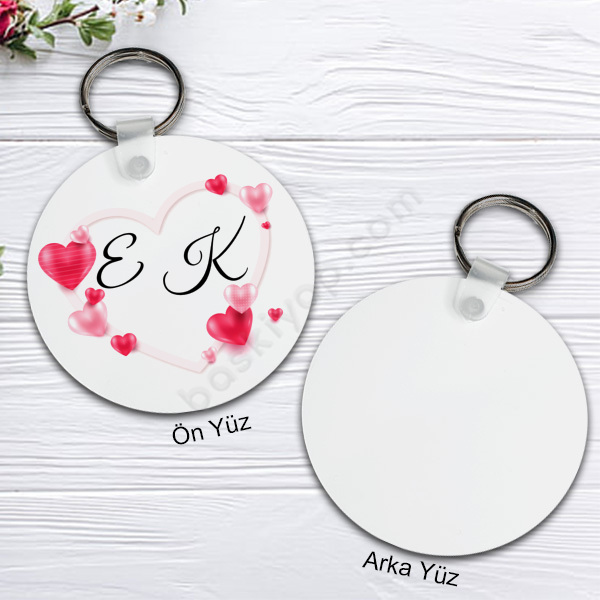 Resimli Yuvarlak Anahtarlık Kalpli online tasarla