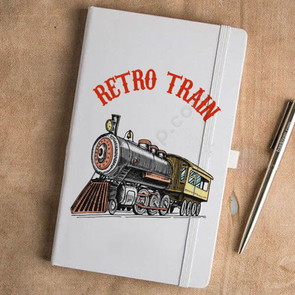 Retro Train Tasarım Beyaz Defter Ajanda online tasarla
