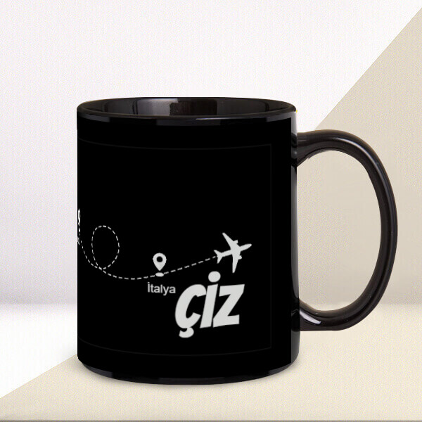 Rotanı Çiz Temalı Siyah Kupa Bardak online tasarla