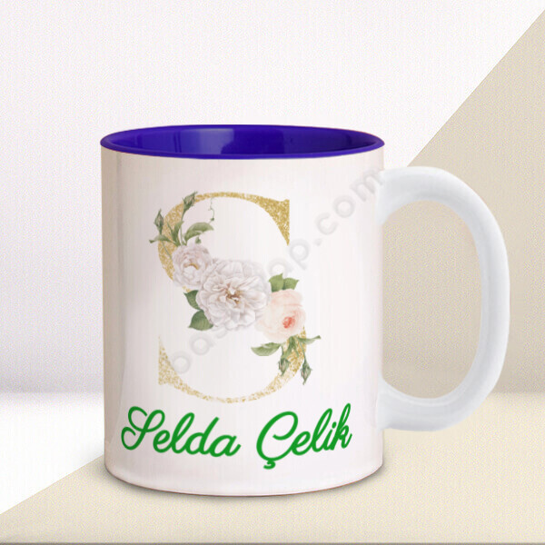 S Harf Tasarımlı İçi Lacivert Kupa online tasarla