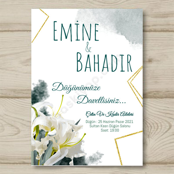 Sade Şık 10X15 Davetiya online tasarla