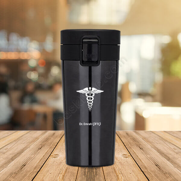 Sağlık Logolu  Vakumlu Premium Çelik Termos online tasarla